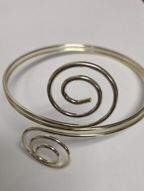 Spiral Wire Arm Cuff Bracelet in Shiny Gold Tone
